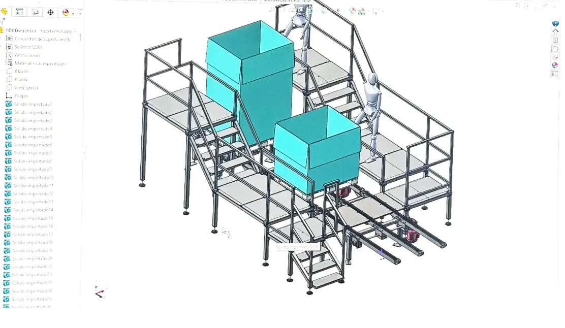 Diseño técnico de estructura metálica para calderería industrial en Termibur, representación del proyecto y planificación de fabricación